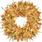 24 Inch Fall Wreaths for Front Door with Lights,(Golden-a)24"D x 24"W x 3"H